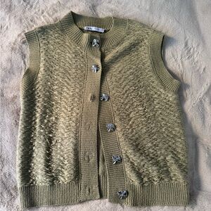 Zara Textured Knit Olive Cardigan